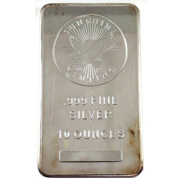 10oz Sunshine Mint .999 Fine Silver Bar (Tax Exempt)