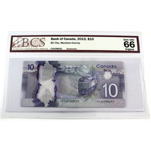 BC-70a 2013 $10 BCS GEM UNC66 Original Macklem-Carney SN: FTA2398231