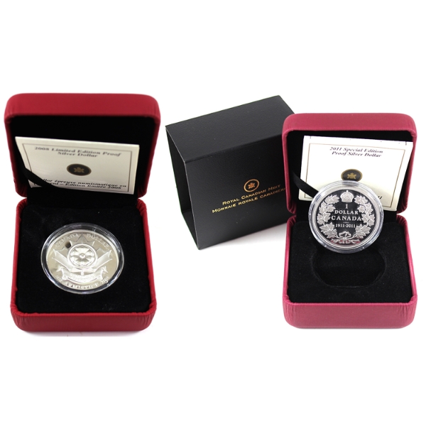 Group Lot of 2008-2011 $1 Special & Limited Edition Proof Sterling Silver Dollars. 2pcs.