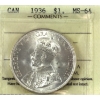 Image 1 : Silver $1 1936 ICCS MS64