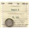 Image 1 : 5-cent 1908 Small 8 ICCS MS64