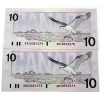 Image 1 : BC-57aA 1989 $10 Consecutive UNC Thiessen-Crow SN:ADX0550273-"74