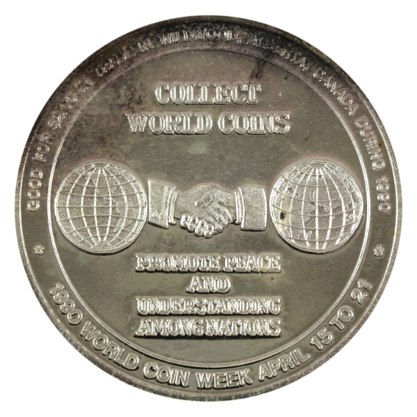 Canada-Wildwood AB 1990 $2 Coin Week/Elk Trade Dollar 1oz-Silver, 38mm (Tax Exempt)