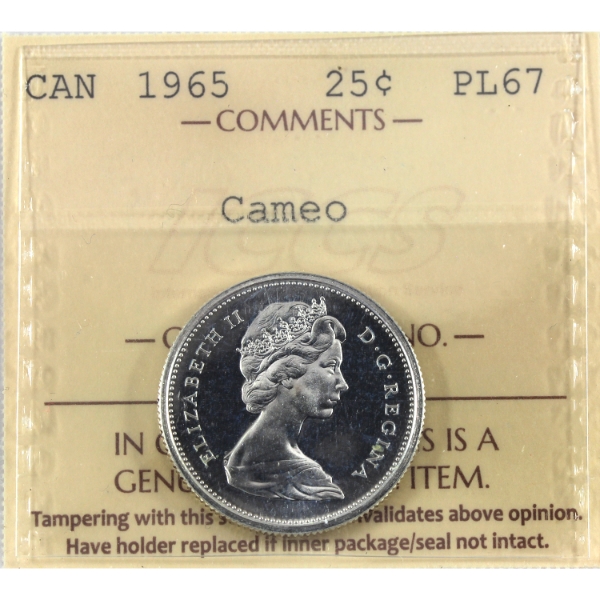 25-cent 1965 ICCS PL67 Cameo