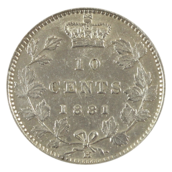 10-cent 1881H Obv 2 EF-AU (Scratched)