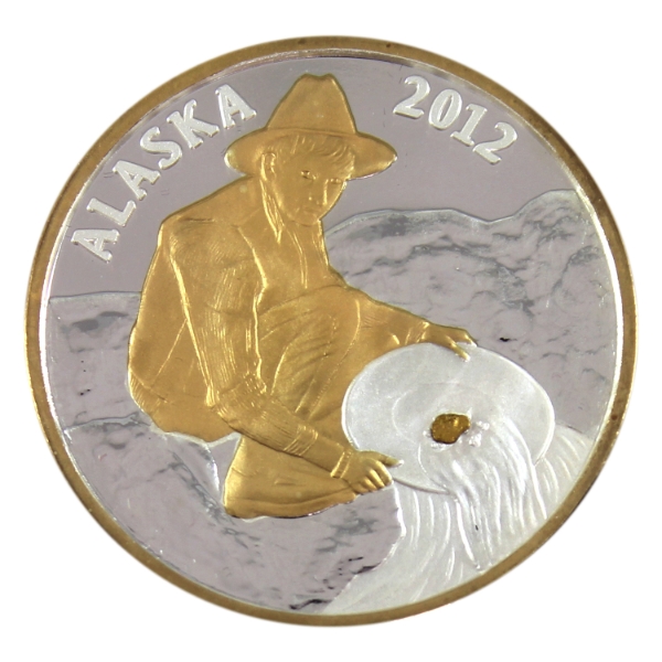 Alaska Mint 2012 Alaska Gold Rush Centennial Medallion 1oz .999 Fine Silver, 38.5mm (Tax Exempt)