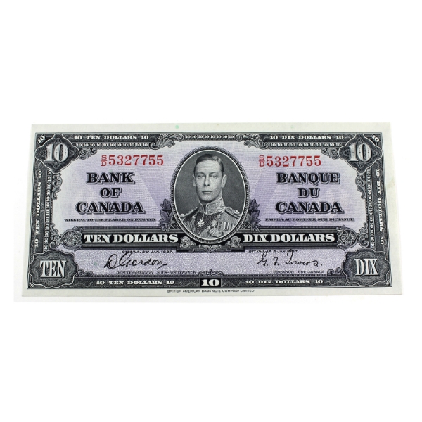 BC-24b 1937 $10 UNC Gordon-Towers SN:S/D5327755