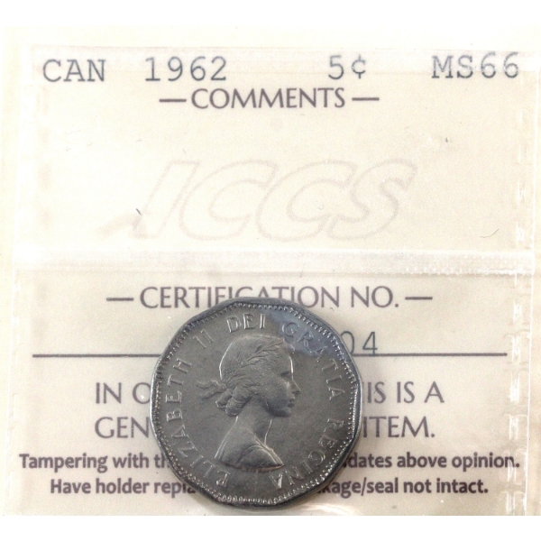 5-cent 1962 ICCS MS66