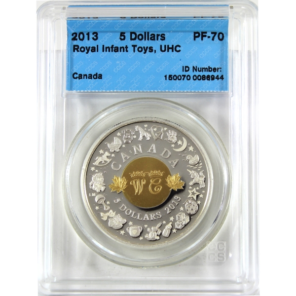 2013 $5 Birth of the Royal Infant 23.17g .9999 Fine Silver Coin CCCS PF70 (Tax Exempt)