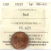 Image 1 : 1-cent 1933 ICCS MS63 Red
