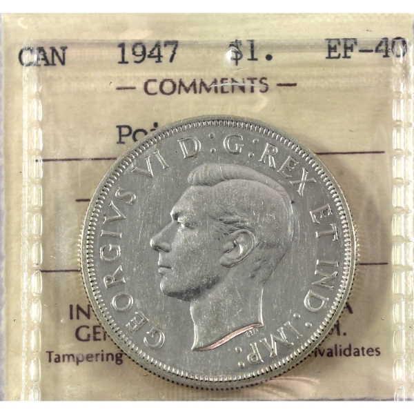 Silver $1 1947 Pointed 7 ICCS EF40