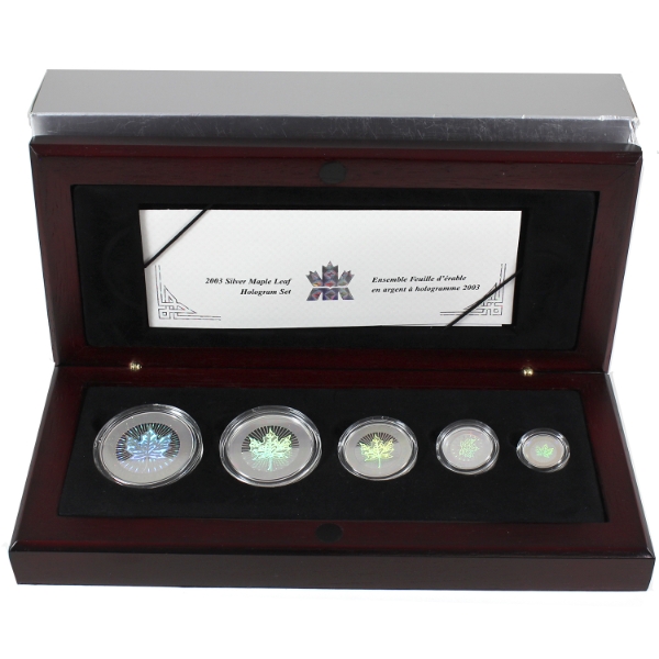 2003 Canada Hologram Silver Maple Leaf 5-coin Fractional Set (Tax Exempt)