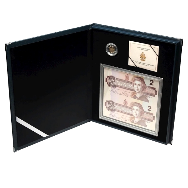 1996 Piedfort $2 Sterling Silver Coin & Banknote Set in Blue Leatherette Case