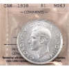 Silver $1 1938 ICCS MS63