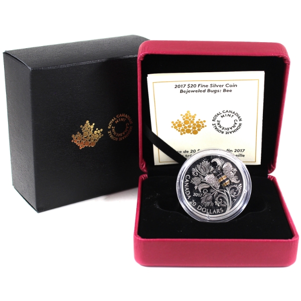 2017 $20 Bejeweled Bugs - Bee Fine Silver Coin