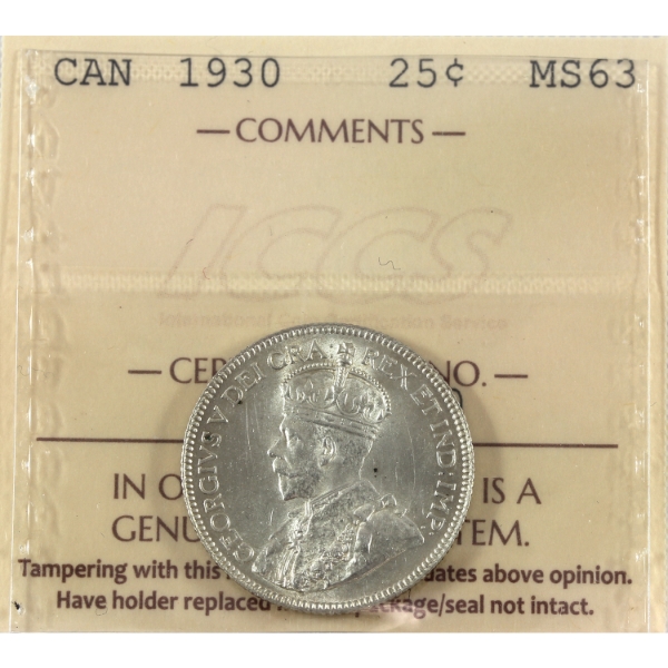 25-cent 1930 ICCS MS63