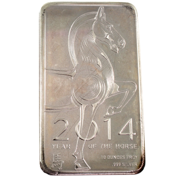 10oz NTR 2014 Year of the Horse .999 Fine Silver Bar (Tax Exempt)