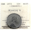 Image 1 : 50-cent 1972 Missing A ICCS MS65