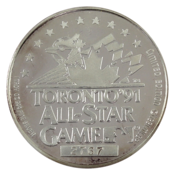 1oz 1991 MLB Toronto All-Star Game .999 Fine Silver Limited Edition Round (Tax Exempt)