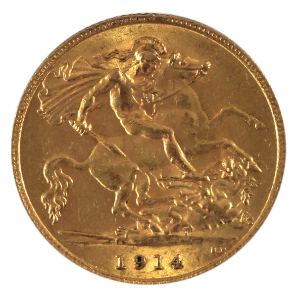 Great Britain Gold 1914 1/2 Sovereign Fine