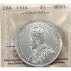 Silver $1 1936 ICCS MS63