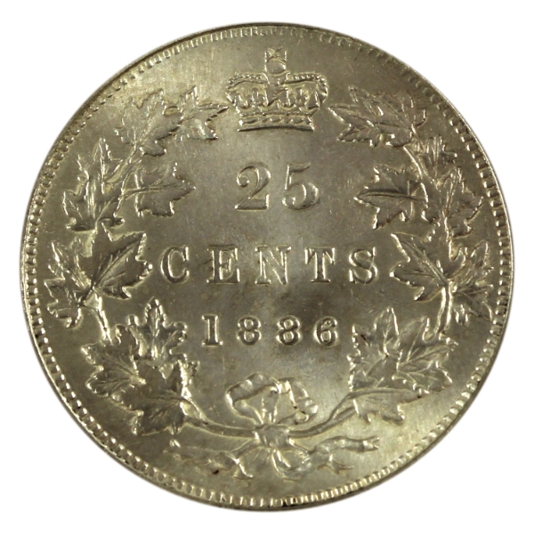 25-cent 1886 Normal 6 Obverse 2 SBE EF (Wizzed)
