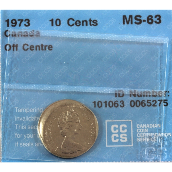 ERROR! 10-cent 1973 Off Centre CCCS MS63