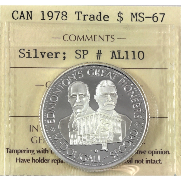 1978 Edmonton Klondike Days Silver Trade Dollar Token: Klondike Mike Salutes XI Commonwealth Games 