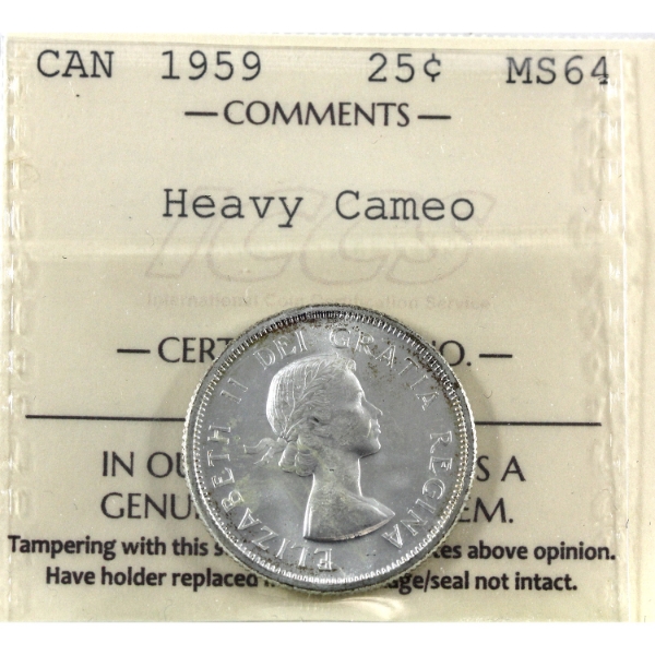 25-cent 1959 ICCS MS64 Heavy Cameo