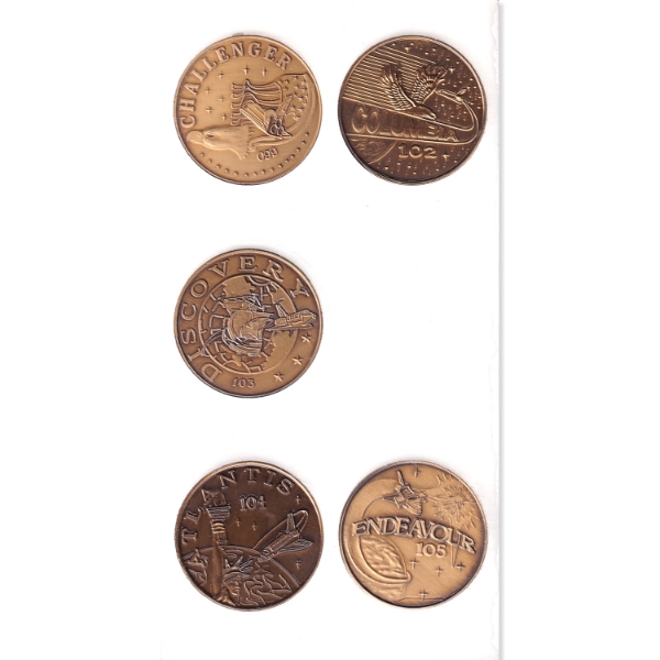 Maiden Flight Series NASA Space Shuttle Solid Antiqued Bronze Collectable 5-Coin Set