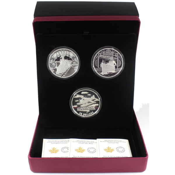 2021 $50 The First 100 Years of Confederation 3-coin Fine Silver Set (Tax Exempt)
