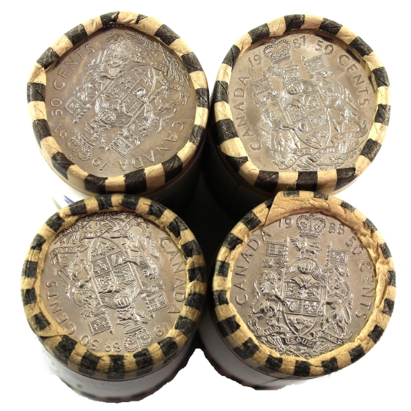 50-cent 1986-1991 Rolls of 20pcs. 4 Rolls.