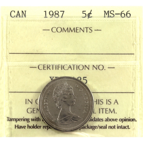 5-cent 1987 ICCS MS66