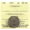 Image 1 : 5-cent 1987 ICCS MS66