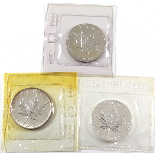 3x 1oz 1989, 1990 & 1991 $5 SML .9999 Fine Silver. 3pcs (Tax Exempt)