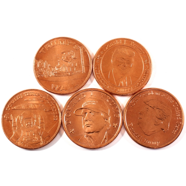 5x 1oz Donald Trump Themed .999 Fine Copper Rounds. 5pcs.