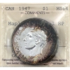 Image 1 : Silver $1 1947 Maple Leaf, Dbl HP ICCS MS64 
