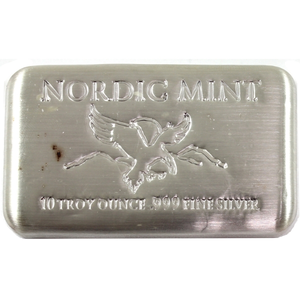 10oz Nordic Mint .999 Fine Silver Bar, Sealed (Tax Exempt)