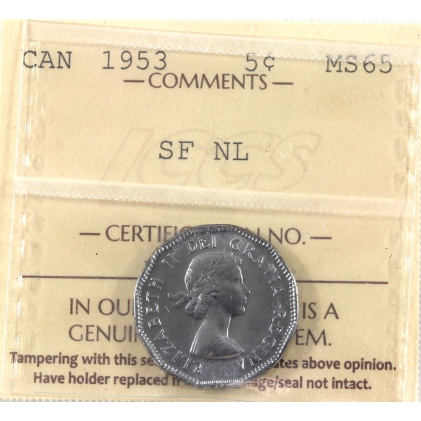 5-cent 1953 SF NL ICCS MS65