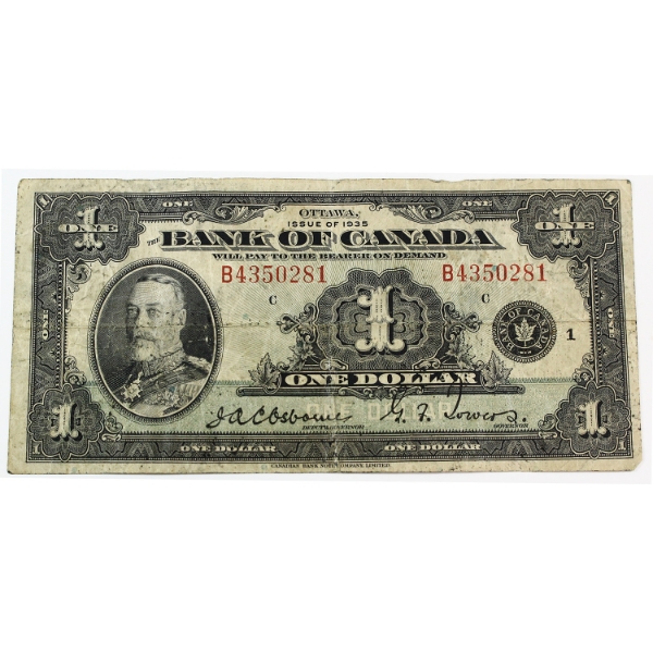 BC-1 1935 $1 English F-VF Osborne-Towers SN: B4350281 Check Letter C