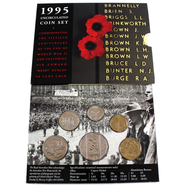 Australia 1995 50th Anniversary of the End of WWII 6-Coin Uncirculated Set