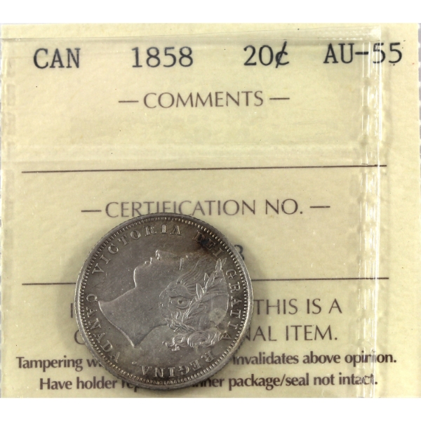 20-cent 1858 Coinage ICCS AU55