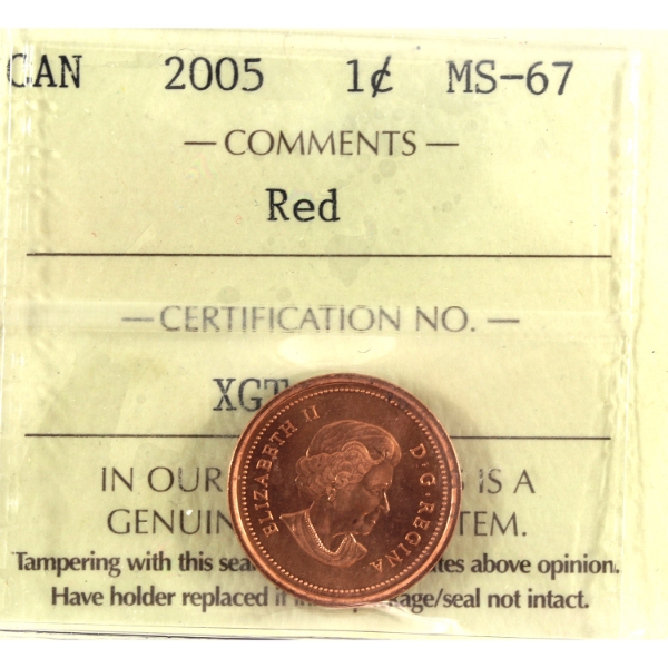 1-cent 2005 ICCS MS67 Red