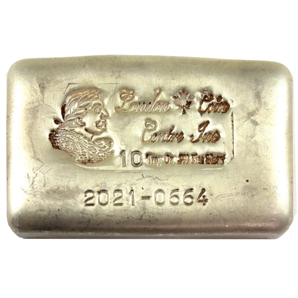 10oz London Coin Centre Inc .999 Fine Silver Bar (Tax Exempt)