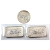 Image 1 : 3x 1oz Stagecoach .999 Fine Silver Solid Divisible Round & 2x Bars. 3pcs. (Tax Exempt)