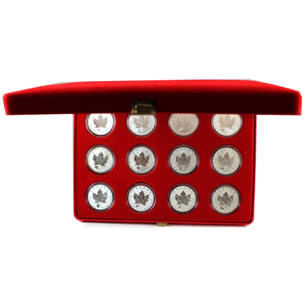 $5 2014-2018 Bulk Collection of 1oz .9999 Fine SML with Privy Marks in Red Velvet Case. 12pcs. 