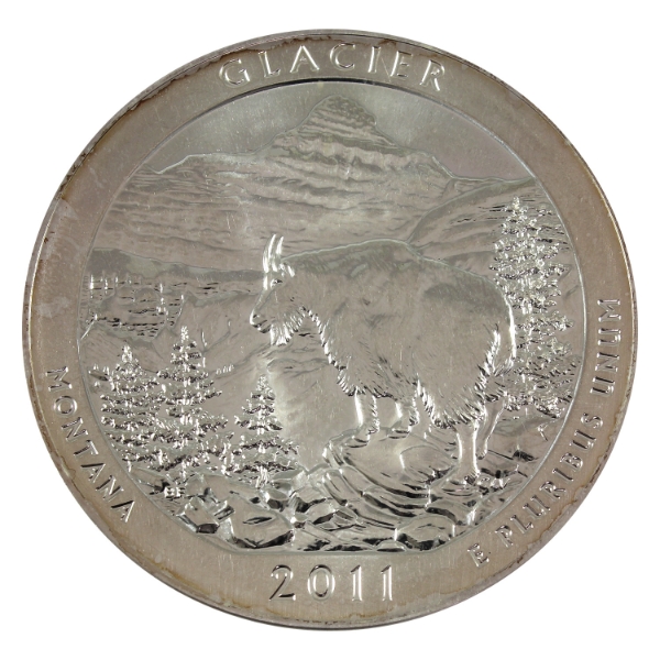 5oz USA 2011 Statehood Quarter Replica - Montana Glacier .999 Fine Silver Round (Tax Exempt)