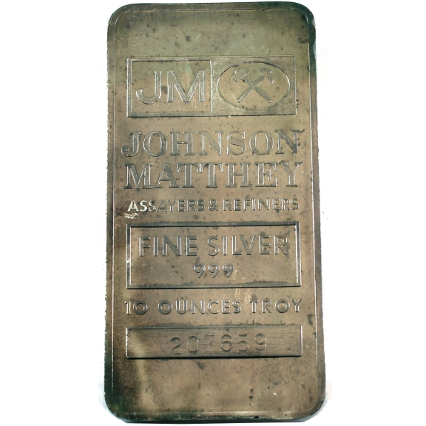 10oz Johnson Matthey Vintage .999 Silver Bar, SN: 207659 (Tax Exempt)