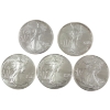 Image 1 : USA Silver 2021-2025 $1 Silver Eagle .999 Fine Silver Coins. 5pcs. (Tax Exempt)