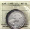 Image 1 : Silver $1 1958 ICCS MS65